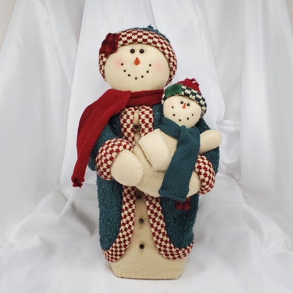 Snowman Family Plush Decor Set With Baby & Child weighted bottoms - Picture 2 of 16